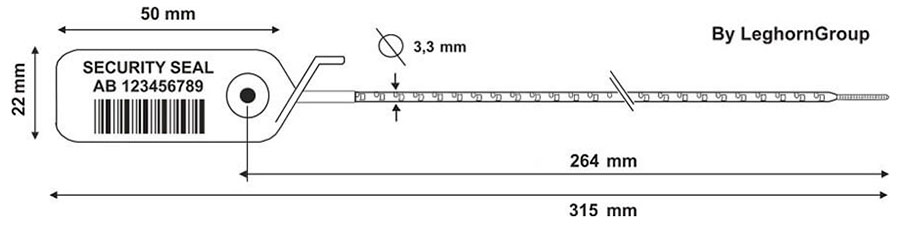 plastova plomba scite seal 3.3×315 mm technicky nakres