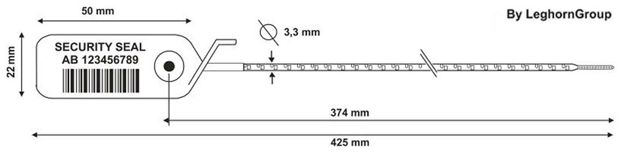 plastova plomba scite seal 3.3×425 mm technicky nakres
