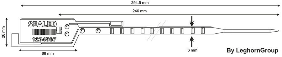 plastova plomba simple seal 6×294 mm technicky vykres